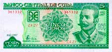 Billete de 5 pesos cubanos