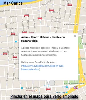 Pincha para ver la ubicacion de la Casa Ariam en La Habana