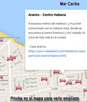 Pincha para ver la ubicacion de la Casa Aramis en La Habana